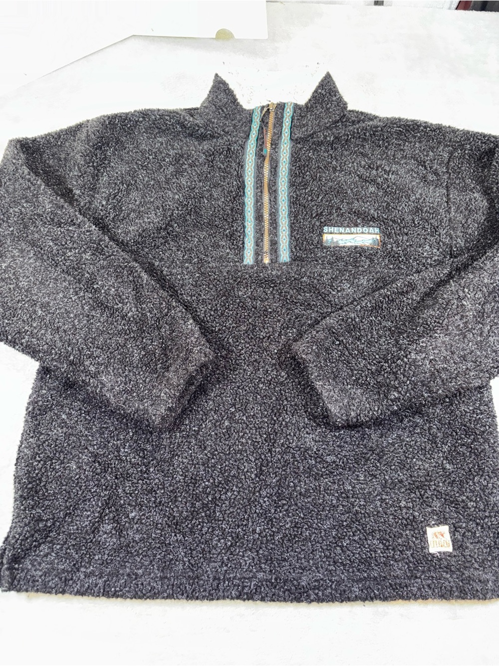 Habitat Sherpa Fleece Quarter-Zip Pullover Charcoal Black Size Large Shenandoah
